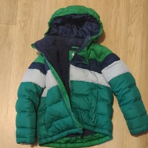 L.L. Bean Kids Green and Navy Puffer Jacket